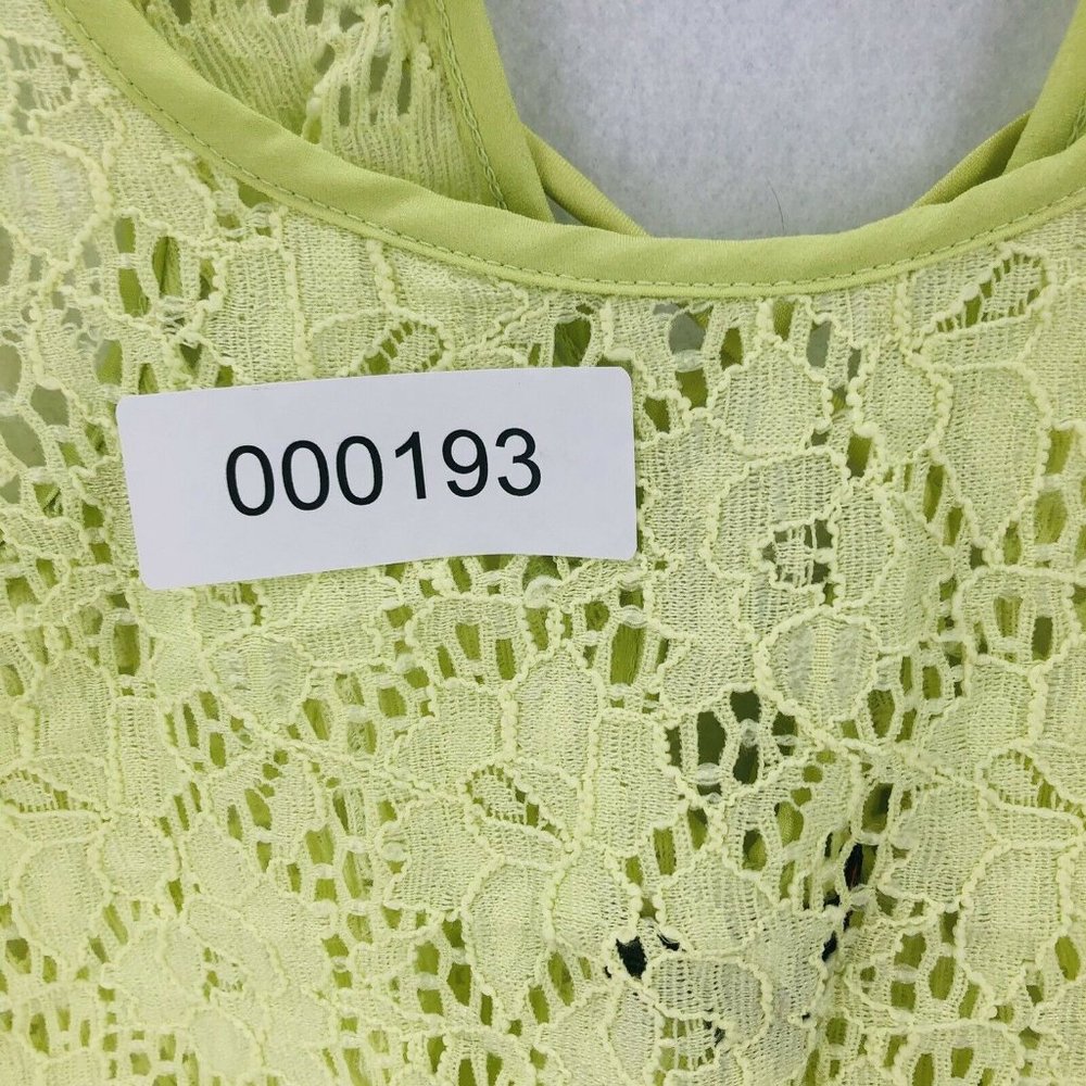 G By Guess Tank Top XS Green Y2K Eyelet Lace Criss Cross Tie Back Shirt Boho - Picture 9 of 9